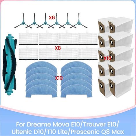 Lot de 35 pièces pour E10/Trouver E10 D10/T10 Lite Q8 Max : brosse, filtre HEPA, sac à poussière. (1/5)