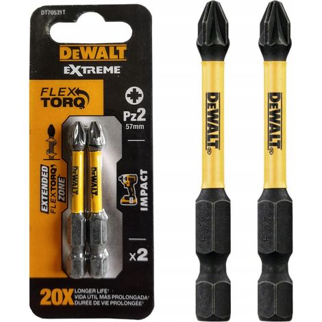 PUNTE PER CACCIAVITE A IMPATTO PZ250 EXTREME 2 PEZZI - DW DT70531T