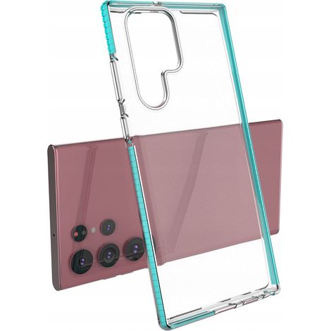Spring Case Gel-Schutzhülle mit farbigem Rahmen für Samsung Galaxy S22 Ultra, hellrosa (1/4)