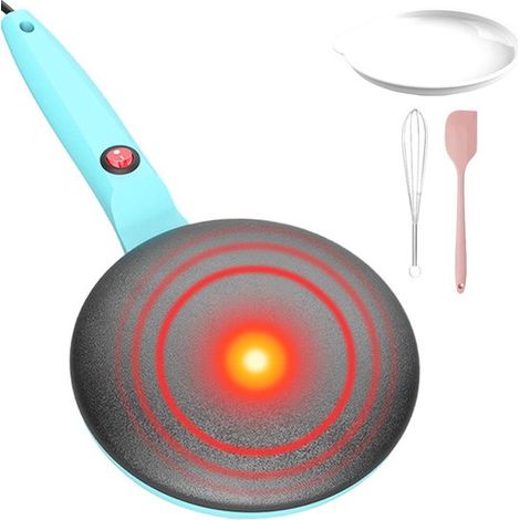 Piastra elettrica per pancake e crêpes, ideale per colazioni veloci, con controllo automatico della temperatura, 18 cm, blu. (1/5)