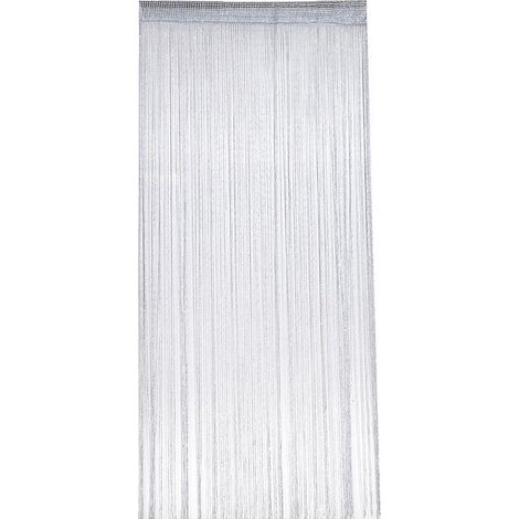 Moustiquaire de porte, 100 x 200 cm, polyester, gris argenté, avec paillettes, anti-mouches et fil argenté, décorative. (1/5)