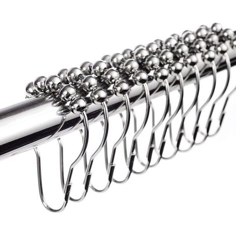 Anneaux de rideau de douche - HAOPYOU - Lot de 20 - Acier inoxydable - Chrome poli - 7x4 cm (1/4)