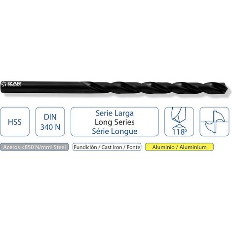 Foret HSS noir queue cylindrique long - référence 1030 - 5,2 (1/2)