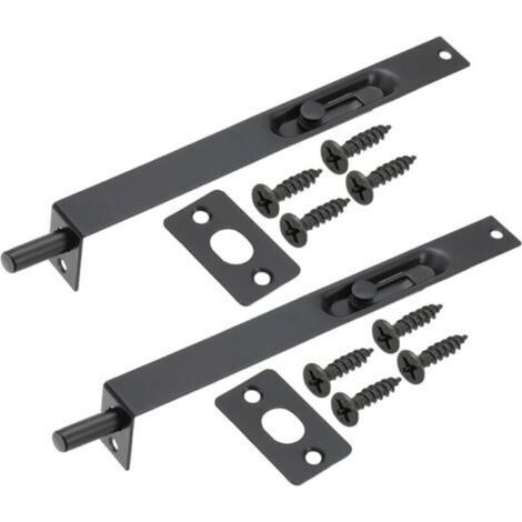Boulons encastrés pour porte double – Lot de 2 pièces en laiton massif, 20,3 x 2,2 cm, avec loquet coulissant en acier inoxydable