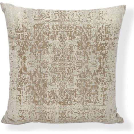 BRAVIX Lot de 2 Housse Coussin 45x45 Boheme Moderne Decoratif Taie d'oreiller Lin Housses de Coussin Beige Mandala Motif Carrée Coussin Decoratif pour Chaise Longue Fauteuil Salon Chambre Lit Luxe Lég