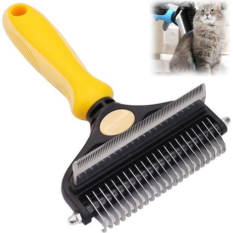 The profession of toilet 2 in 1 pour chiens, brosse pour chiens pour perte de poils 2 en 1(Jaune) (1/5)
