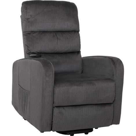 illón reclinable eléctrico de relax en tejido de chenilla gris oscuro con función reclinable y mando a distancia 04001004 (1/5)