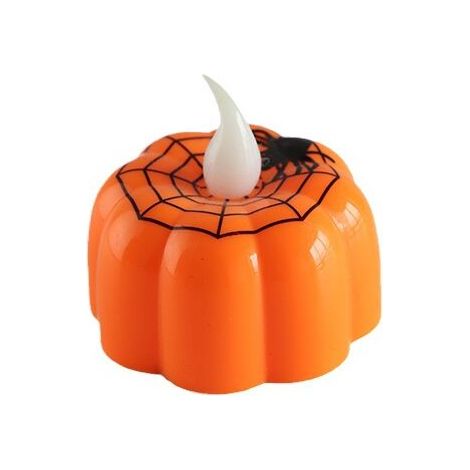 Paquet de 10 bougies chauffe-plat citrouille d'halloween sans flamme, bougies chauffe-plat à pointe en D, lanternes orange décoratives d'halloween, blanc chaud (1/5)