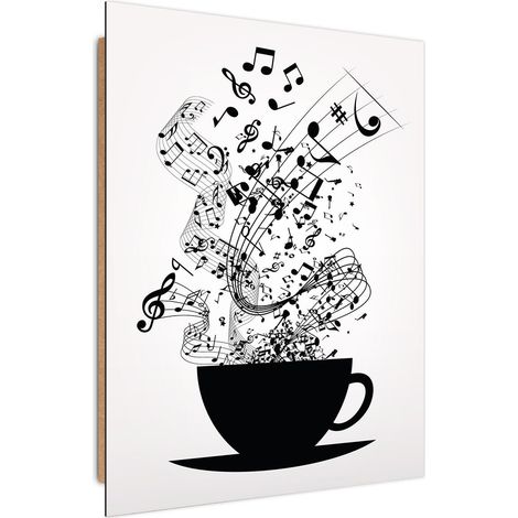 Tableau café musique bois - 50 x 70 cm (1/5)