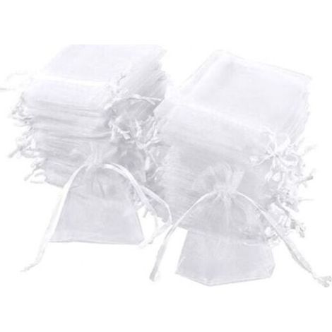 100pcs White Organza Bags, 7 x 9cm, Organza Gift Bags, Jewelry Pouch, Wedding Bags, Lavender Bags, Wedding Favor (1/5)