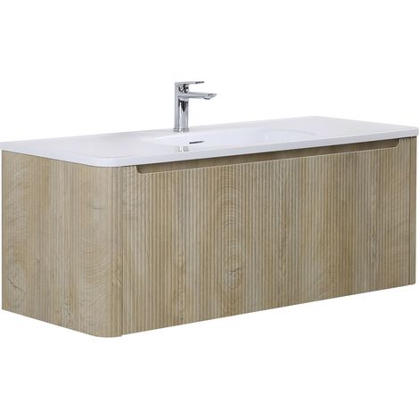 Set mobili da bagno Badplaats con lavabo e mobiletto Tundra 120 x 48 cm Quercia Chiara - Mobiletto con Soft-Close e lavabo, Preassemblato