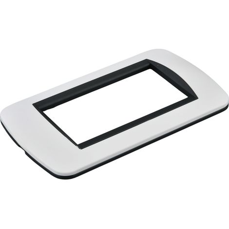 Placca Plastica Ovale MBL 4 Moduli/Posti Compatibile Bticino Living 3 Colori Disponibili (Bianco)