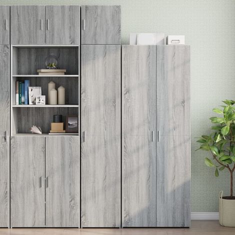 Armario estrecho madera ingeniería gris Sonoma 40x42,5x225 cm (1/4)