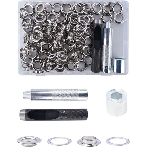 140 Sets Trousse Oillets 14mm Kit Grommets Oeillets en Métal avec 3 Outils Œiillets en Métal Œiillet Couture pour Bâche Ceinture Chaussures Les Sacs en Cuir (14mm) (1/5)