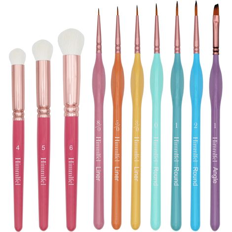 Lot de 10 pinceaux fins pour peinture sèche et miniature (1/5)