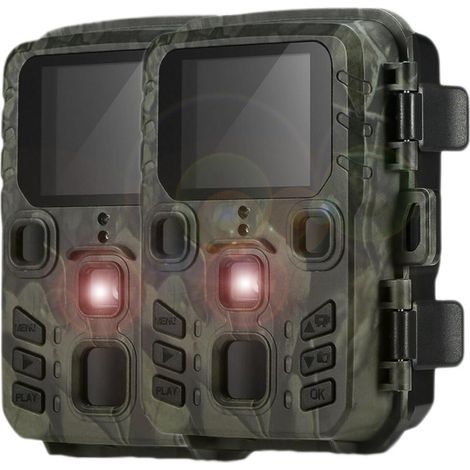Caméra Faune Sauvage Mini Caméra De Chasse Extérieure 20mp 1080P, 2 Paquets, Vision Nocturne À Infrarouge, Piège Photo Reconnaissance Activé Par Le Mouvement En Plein Air Surveillance Fiable Précise (1/5)