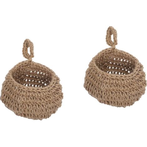 2pièces Jute Hanging Fruit Basket Panier Mural Tressé Jute Pour Fruits Et Légumes Décoration Pour Cuisine Et Salle à Manger Panier Suspendu Multifonctionnel Muraille (1/5)