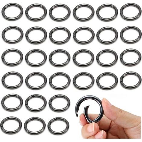 Mousqueton Rond, Lot de 40 mousquetons ronds en métal - 26 mm, Snap Ressort Anneau, Anneaux à Ressort Porte-clés à Boucle en Méta，pour Sacs, Porte-Clés, Sacs à Main, Travaux Manuels - Noir