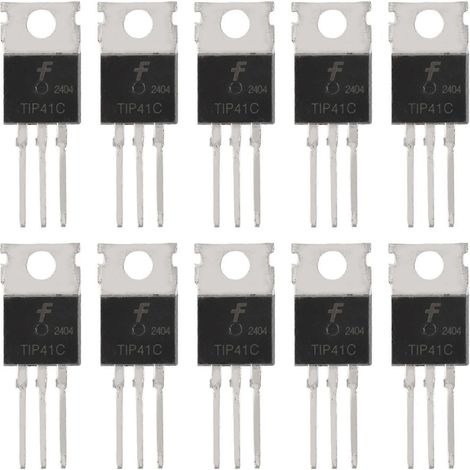 10 Pcs 3 Broches NPN TO-220 Transistors de puissance 100V 6A TIP41C (1/5)