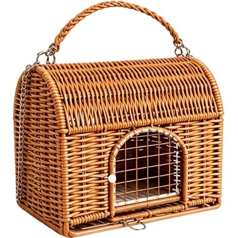 Trasportino per drago barbuto, gabbia per uccelli con maniglia per il trasporto, gabbia da viaggio in rattan lavabile per tutte le stagioni per uccelli per rettili, piccoli animali, pappagalli, gechi (1/5)