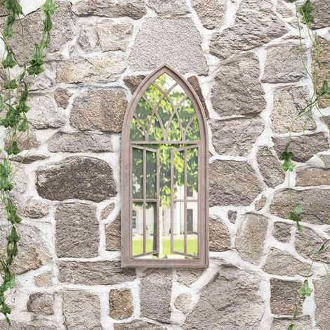 Miroir de jardin Style baroque - Miroir mural Sable 70x30 cm Fer pour utilisation extérieure BV906770 - BonneVie (1/5)