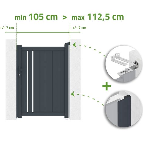 Puerta regulable en ancho GIONA 1m Alt.140cm aluminio Gris Antracita (1/4)