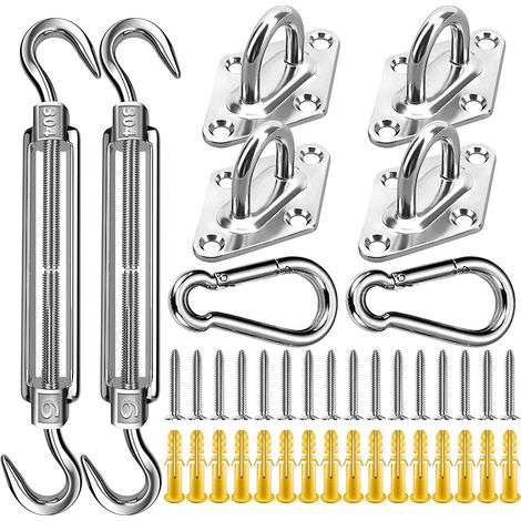 40PCS Kit de fixation pour voile d&aposombrage, acier inoxydable 304 pour voiles d&aposombrage triangulaires, rectangulaires ou carrées (1/5)