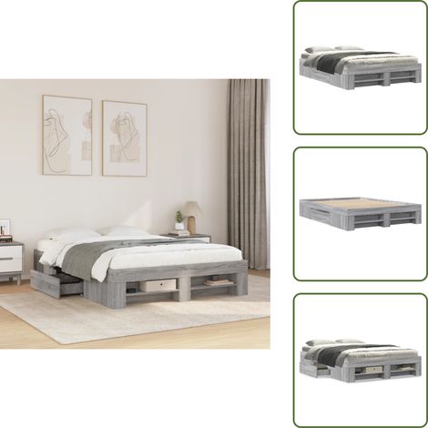Bettgestell Grau Sonoma 120x200 cm Holzwerkstoff - Bettgestell - Bettgestelle - Bettrahmen - Bett