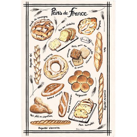 Torchon de Cuisine 100% Coton Pains de France Écru pour Essuyer la Vaisselle avec Soin - PANGIVO (1/2)