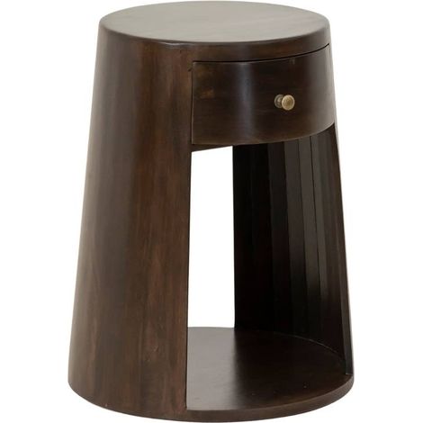 Table de chevet ronde en bois de manguier Isao (1/5)