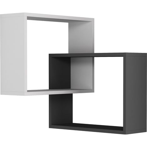 Lot de 2 étagères murales d'angle en bois "Ring" - 68 x 60 x 68 cm - Gris anthracite (1/3)