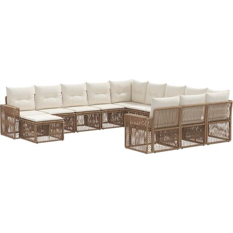 Gartensofa-set 12 pcs Beige und Cremeweiß Poly-Rattan vidaXL