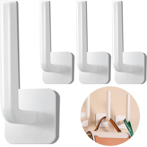 Sollbry Lot de 4 crochets muraux multi-usages pour suspendre des manteaux, crochets auto-adhésifs pour chambre à coucher, salle de bain, cuisine, bureau (1/5)