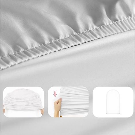 Housse en tissu pour cadre d'arche de ballons, support métallique pour photos 1x2m, blanc (1/5)