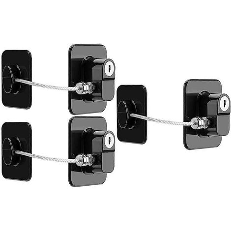 Verrou de réfrigérateur, verrou pour congélateur, tiroirs, placards et portes, avec dos adhésif, installation facile, lot de 3 (1/5)
