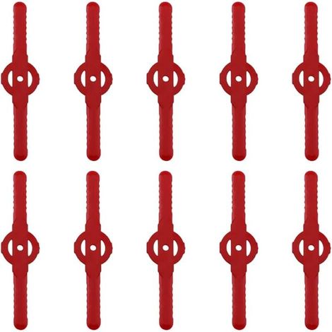 Lames de rechange Ulisem pour tondeuse à gazon, 10 pièces, accessoires de jardin, lames de rechange en plastique, petit trou de 5 mm, pour tondeuse à gazon sans fil (rouge) (1/4)