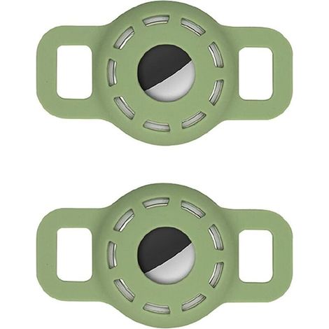 Étui en Silicone pour Collier pour Animaux de Compagnie avec Film Protecteur HD Haute Transparence, étui de Recherche GPS Portable réglable pour Collier de Chien Chat 2 pièces (2-Vert Matcha), Ensolei