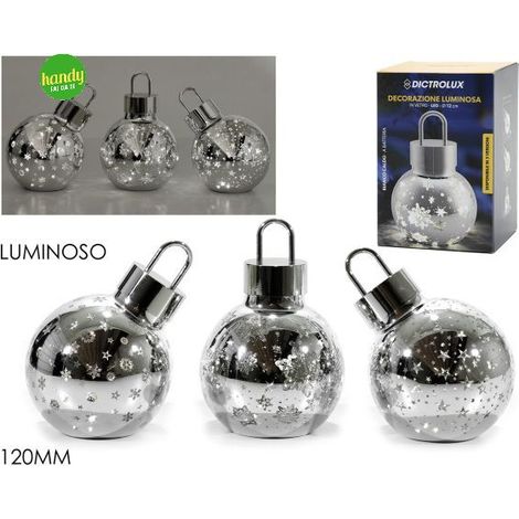 Sfera in Vetro General Trade Ø 120mm Silver con Luce Modelli Assortiti