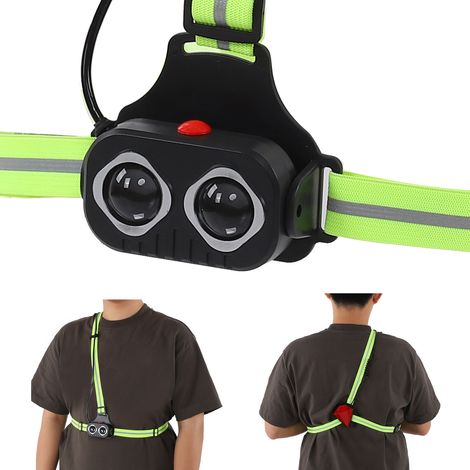 Wiederaufladbare Brustlampe zum Laufen, Radfahren und Campen. Optimale Ausleuchtung bei Nacht dank verstellbarem Kopfband. (1/5)