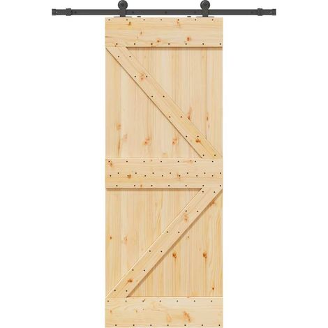 Puerta corredera con herrajes madera maciza de pino 80x210 cm vidaXL (1/5)