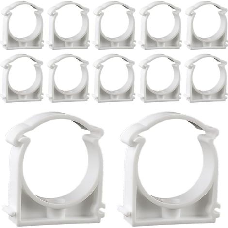 Pack of 10 White Tube Clips for Water Pipe, White (1/5)
