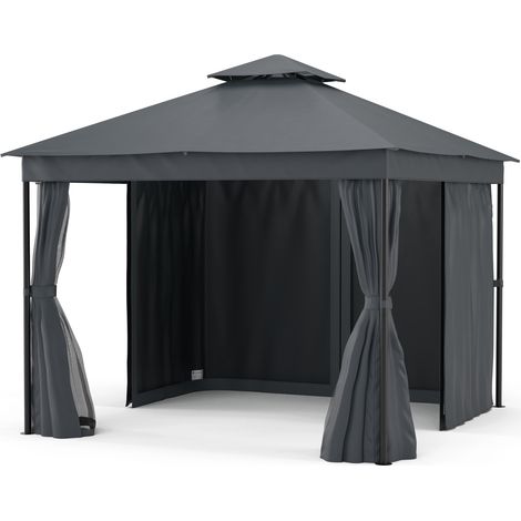 Blumfeldt Mondo Dual - Gazebo, 3x3, con doppio tetto e zanzariere