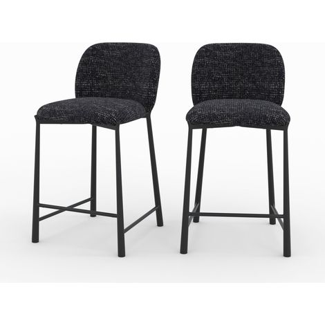 Lot de 2 chaises pour ilot central 65,5 cm en tissu texturé noir - Bento (1/5)