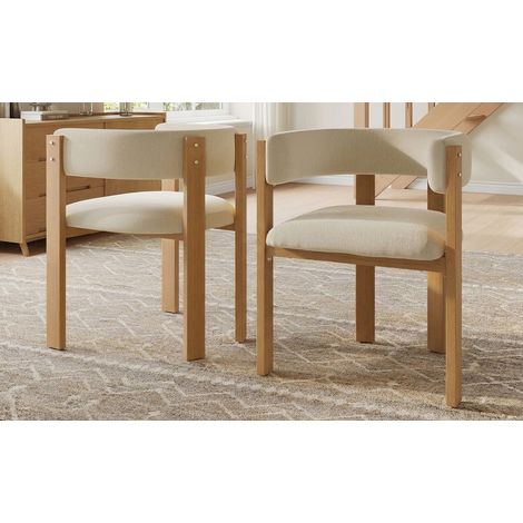 Ergonomische Esszimmerstühle 2er-Set, Metallbeine in Holzoptik, Beige HAVRYA (1/5)
