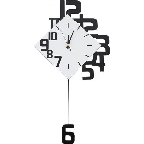 Grande horloge murale silencieuse à pendule, sans tic-tac, à piles, pour salon, chambre, bureau, décoration murale carrée en bois blanc. (1/5)