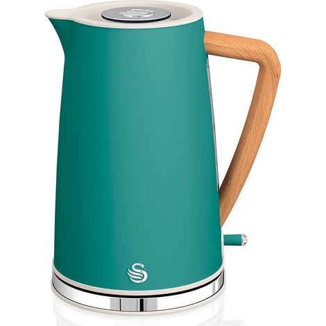 SWAN SK14610GRENEU Nordic Hervidor Agua Eléctrico Ultra Rápido, 1,7 L, sin BPA, Acero Inoxidable, Resistencia Oculta, Inalámbrico 2200W Verde