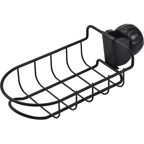 Rangement sous évier en acier inoxydable pour robinet de cuisine, porte-éponge, panier de rangement en métal, étagère pour éponge d'évier (1/5)