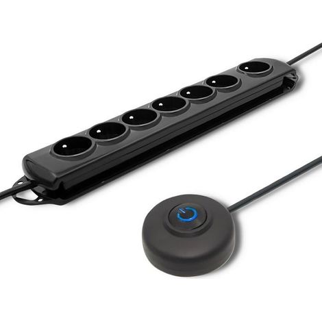 Regleta protectora contra sobretensiones Qoltec  Incluye adaptador QS  7 enchufes  1,5 m  Negra (1/5)