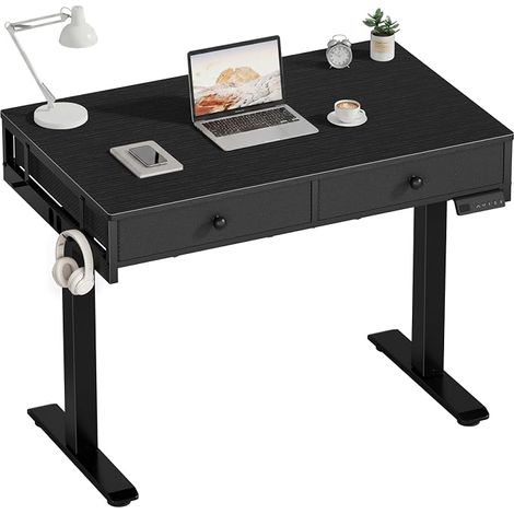 Bureau électrique réglable en hauteur - 100 x 60 cm - Réglable en continu - Fonction mémoire - Noir (1/5)