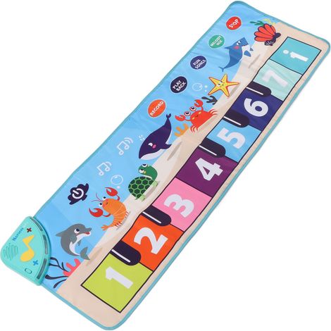 1 tapis de musique pour piano, motif animaux marins, 107 x 36 cm, pour enfants à partir de 3 ans, avec piles AA (1/5)